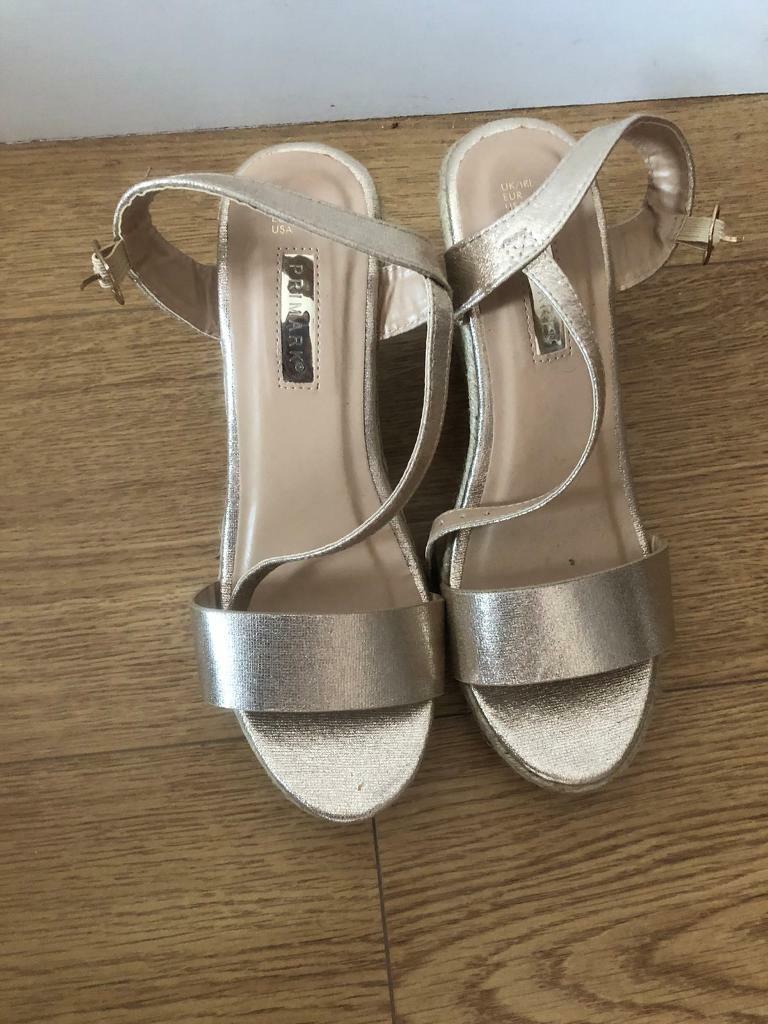 primark gold wedges
